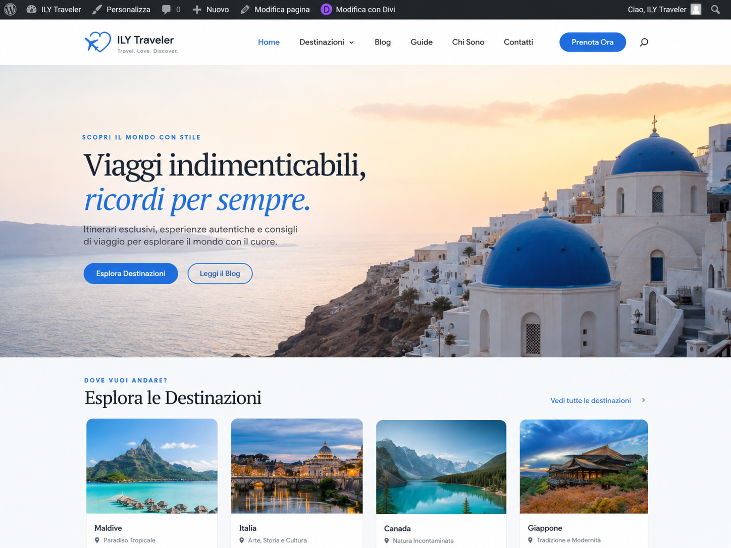 Anteprima sito travel ispirato alla Grecia